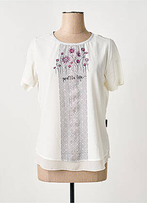 T-shirt imprimé fantaisie manches courtes blanc CAPUCCINO femme