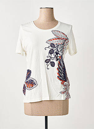 T-shirt sérigraphie floquée manches courtes blanc MERI & ESCA femme