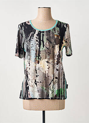 T-shirt imprimé fantaisie manches courtes noir CAPUCCINO femme
