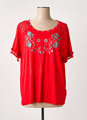 T-shirt sérigraphie floquée manches courtes rouge COLINE femme