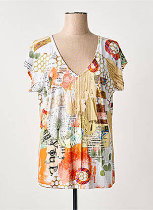 T-shirt imprimé fantaisie manches courtes orange DOLCEZZA femme