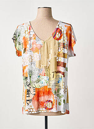 T-shirt imprimé fantaisie manches courtes orange DOLCEZZA femme