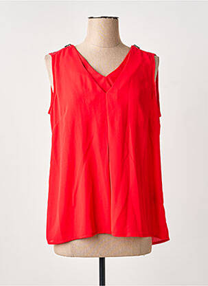 Top col v sans manche rouge ANDAMIO femme