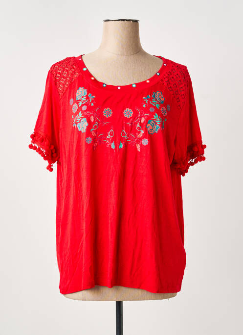 T-shirt sérigraphie floquée manches courtes rouge COLINE femme