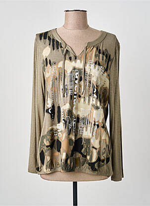 Top tissage jersey manches longues vert BARBARA LEBEK femme