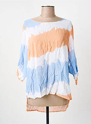 Top coupe fluide manches longues bleu FRANK WALDER femme