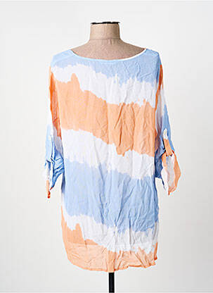 Top coupe fluide manches longues bleu FRANK WALDER femme