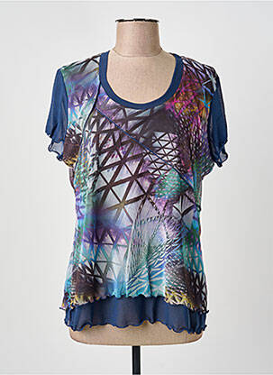 Top stretch manches courtes bleu GUY DUBOUIS femme
