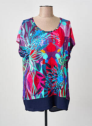 Top tissage jersey manches courtes bleu DOLCEZZA femme