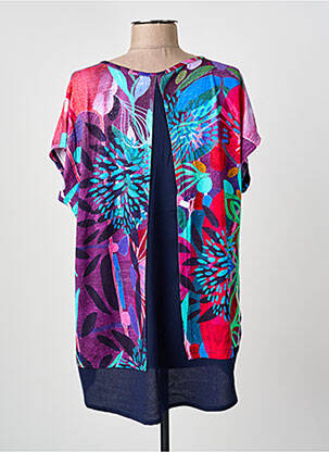 Top tissage jersey manches courtes bleu DOLCEZZA femme