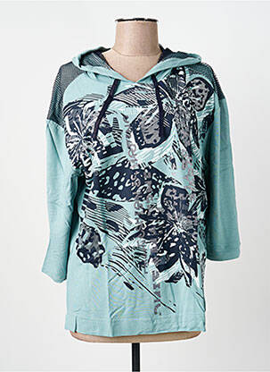 Sweat-shirt à capuche stretch manches longues bleu BARBARA LEBEK femme