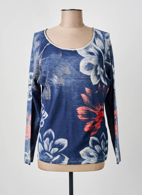 Top stretch manches longues bleu THOMAS RABE femme