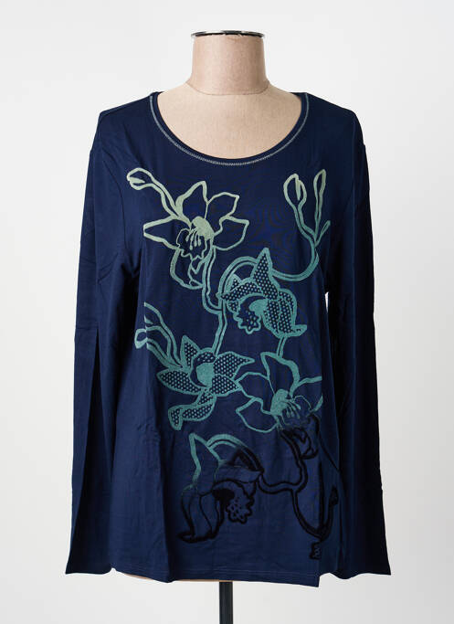 Top tissage jersey manches longues bleu BARBARA LEBEK femme