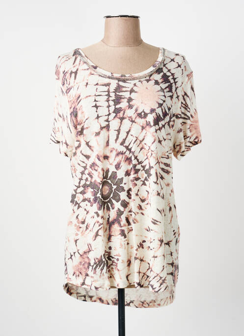Top imprimé fantaisie manches courtes beige ANANKE femme