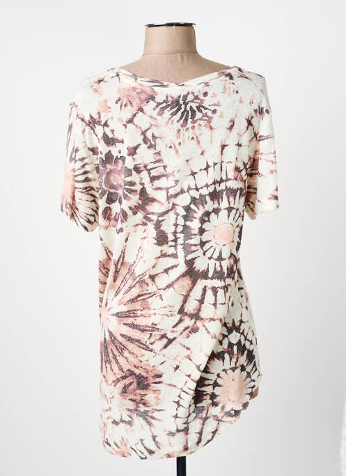 Top imprimé fantaisie manches courtes beige ANANKE femme
