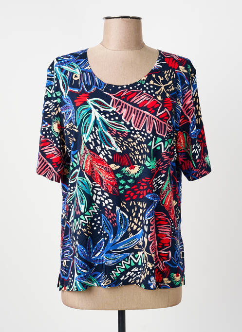 Top tissage jersey manches courtes bleu GUY DUBOUIS femme