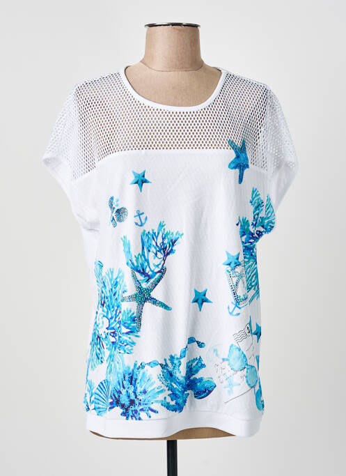 Top tissage jersey manches courtes bleu ANANKE femme