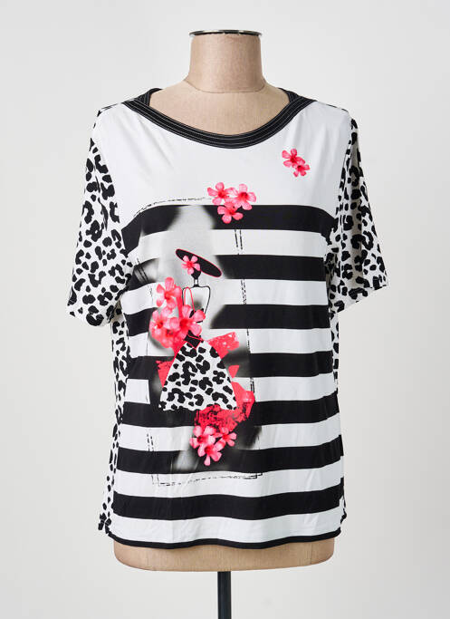 Top tissage jersey manches courtes noir FRANK WALDER femme