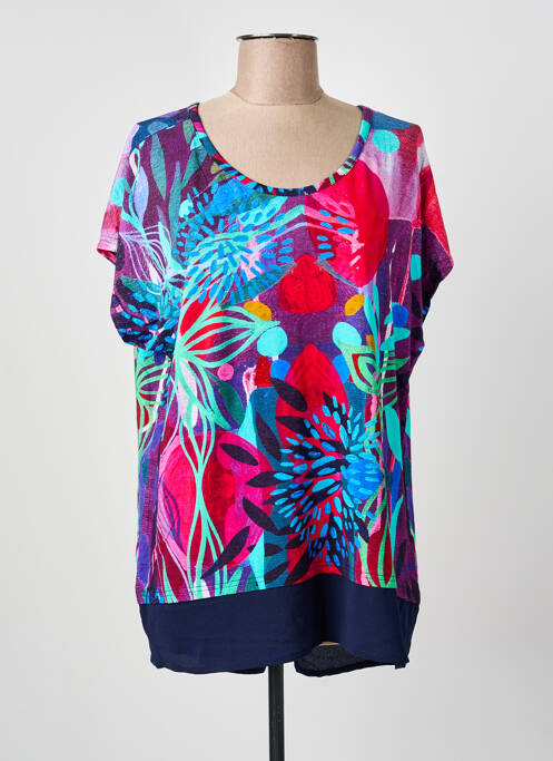 Top tissage jersey manches courtes bleu DOLCEZZA femme