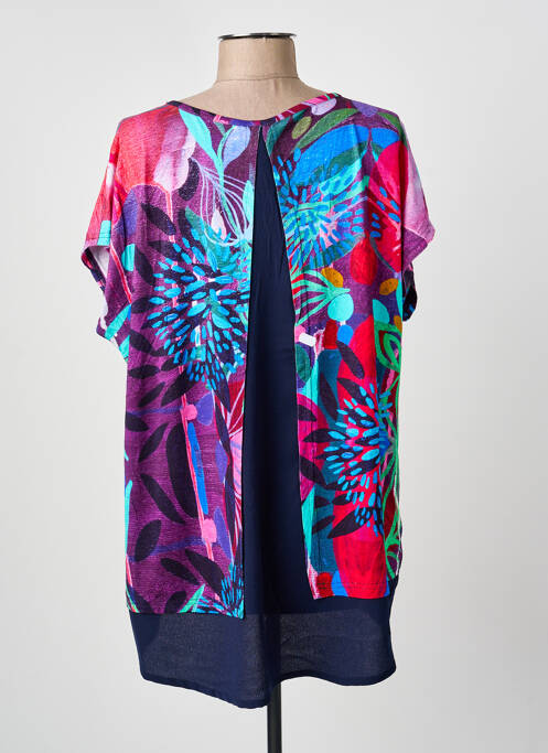 Top tissage jersey manches courtes bleu DOLCEZZA femme