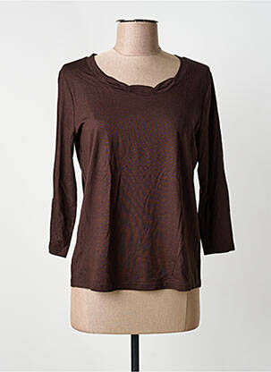 T-shirt stretch manches 3/4 marron FRANK WALDER femme