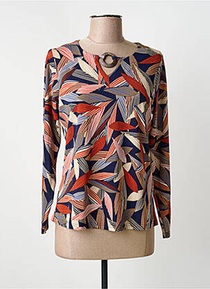 Top tissage crêpe manches 3/4 bleu GUY DUBOUIS femme