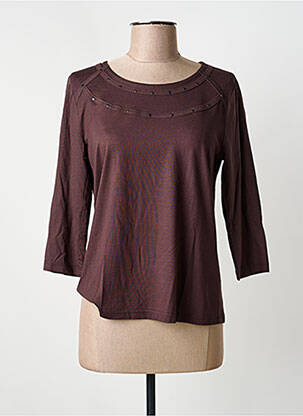 T-shirt stretch manches 3/4 marron FRANK WALDER femme