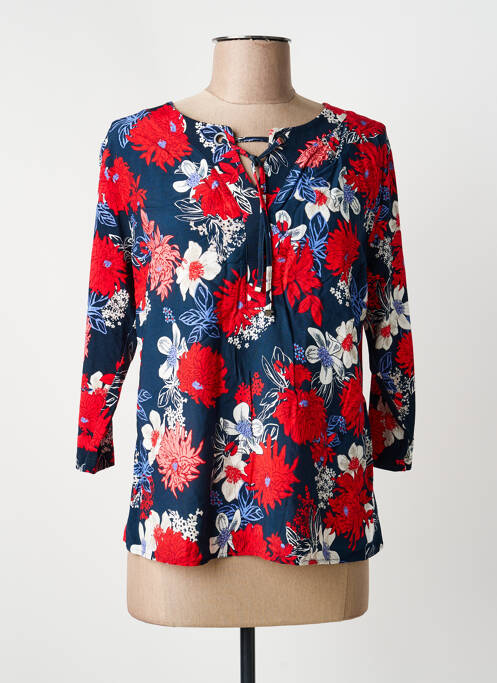 T-shirt col v manches 3/4 rouge FRANK WALDER femme