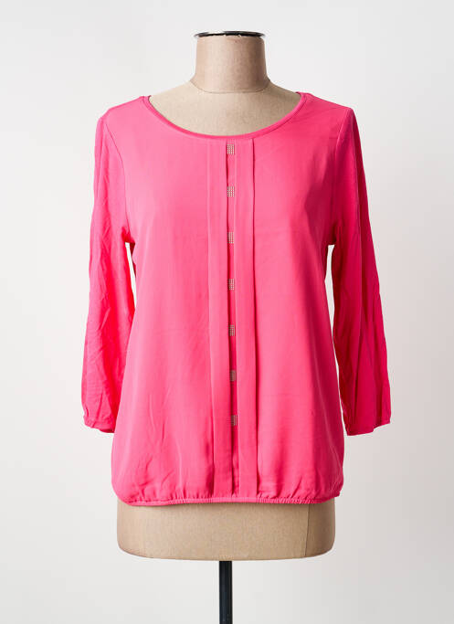 Blouse col rond manches 3/4 rose FRANK WALDER femme