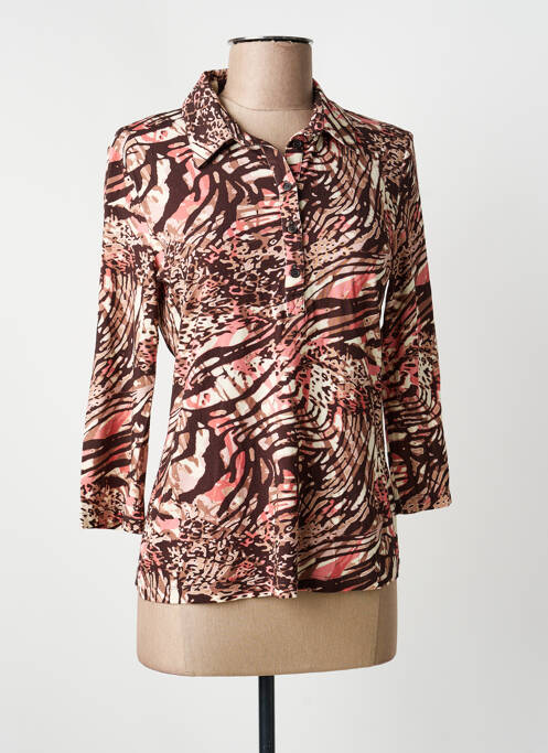 Polo stretch manches 3/4 marron BARBARA LEBEK femme