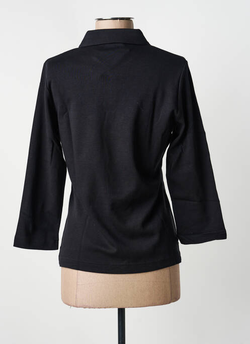Polo sérigraphie avec strass manches 3/4 noir RABE femme