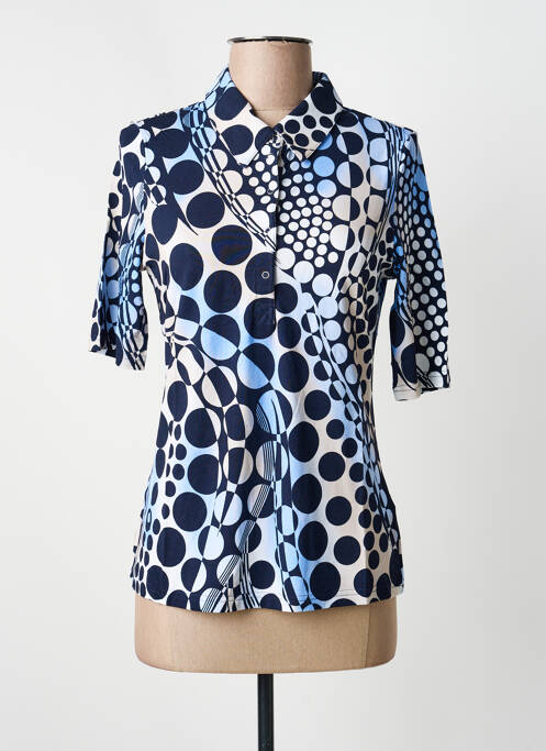 Polo manches mi-longues manches courtes bleu BARBARA LEBEK femme