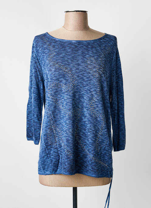 Pull tissage chiné manches 3/4 bleu RABE femme