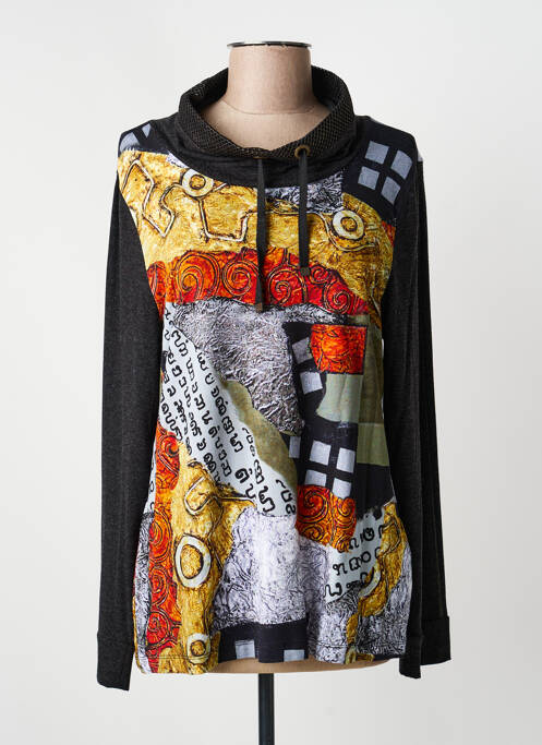 Pull tissage chiné manches longues gris DOLCEZZA femme