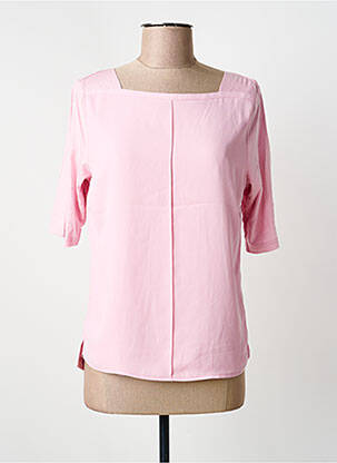 T-shirt coupe droite manches 3/4 rose FRANK WALDER femme