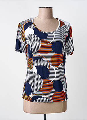 T-shirt imprimé fantaisie manches courtes bleu GUY DUBOUIS femme