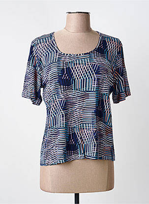 T-shirt imprimé fantaisie manches courtes bleu GUY DUBOUIS femme