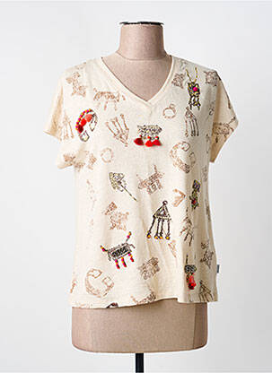 T-shirt imprimé fantaisie manches courtes beige ANANKE femme