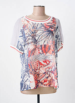 T-shirt imprimé fantaisie manches courtes blanc CAPUCCINO femme