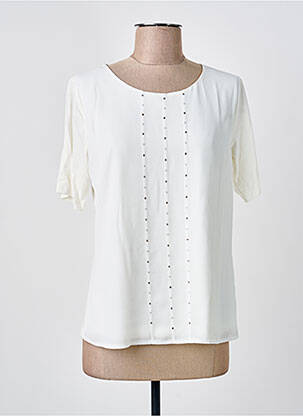 T-shirt coupe droite manches courtes blanc FRANK WALDER femme