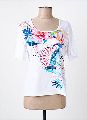 T-shirt imprimé fantaisie manches courtes blanc GUY DUBOUIS femme