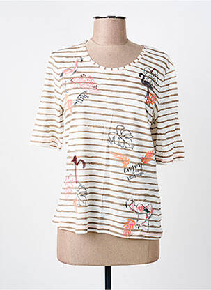 T-shirt coupe cintrée manches courtes beige BARBARA LEBEK femme