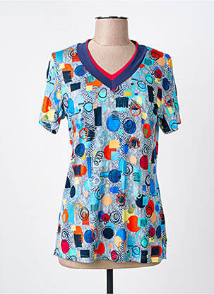 T-shirt imprimé fantaisie manches courtes bleu GUY DUBOUIS femme