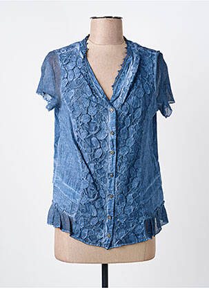 Chemisier manches courtes manches courtes bleu MERI & ESCA femme