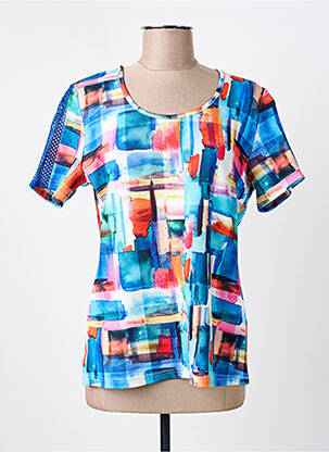 T-shirt imprimé fantaisie manches courtes bleu GUY DUBOUIS femme