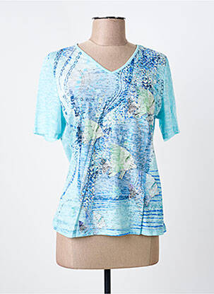T-shirt imprimé fantaisie manches courtes bleu BARBARA LEBEK femme
