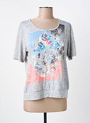 T-shirt imprimé fantaisie manches courtes gris FRANK WALDER femme