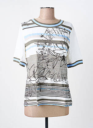 T-shirt imprimé fantaisie manches courtes blanc FRANK WALDER femme