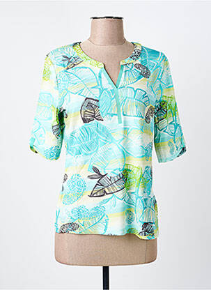 T-shirt imprimé fantaisie manches courtes bleu BARBARA LEBEK femme