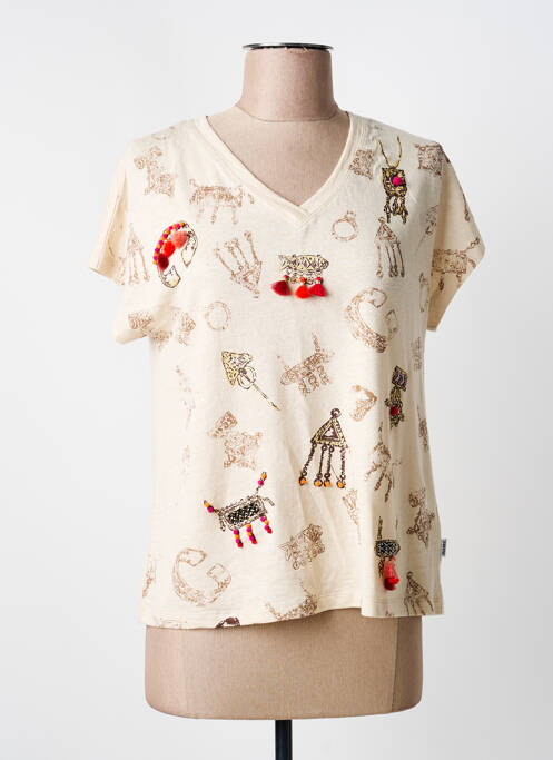 T-shirt imprimé fantaisie manches courtes beige ANANKE femme